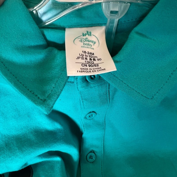 NWT Disney Mickey Mouse teal polo shirt blue elastic band pant set 18-24M cotton - Picture 5 of 8
